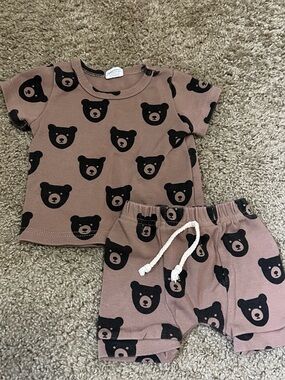 Little One Shop - brown bears two piece matching set